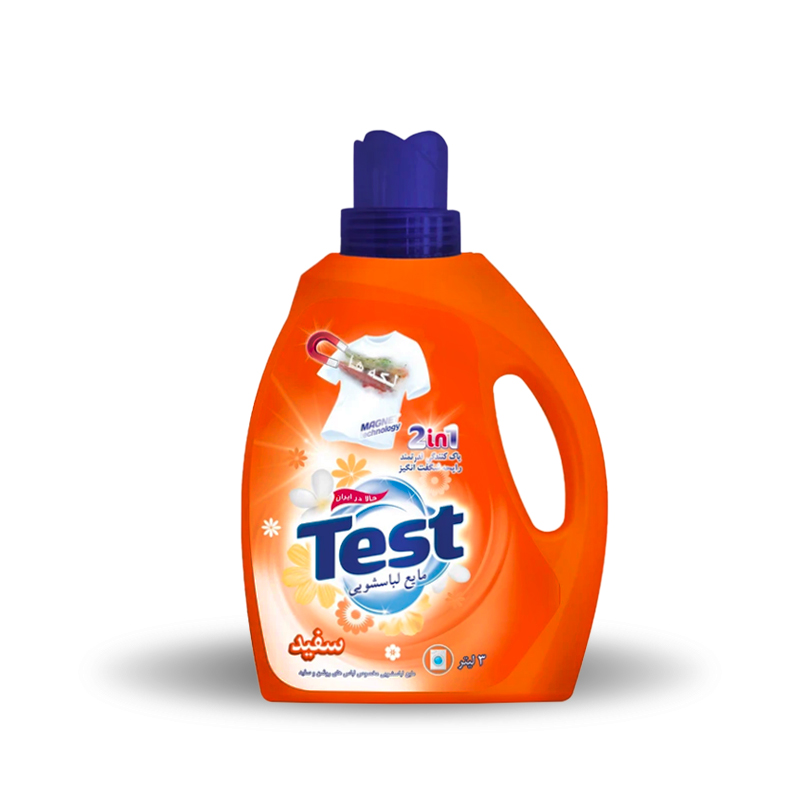 maye lebas 3l test sefid مایع لباسشویی 3 لیتر تست مخصوص لباس های سفید - Image 1